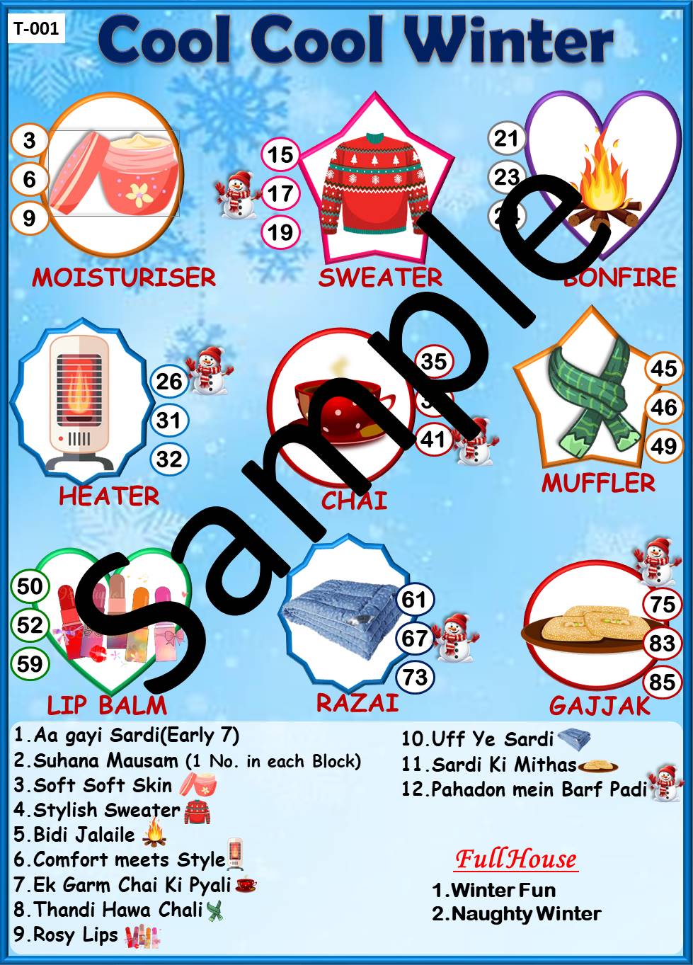 Theme Tambola Tickets