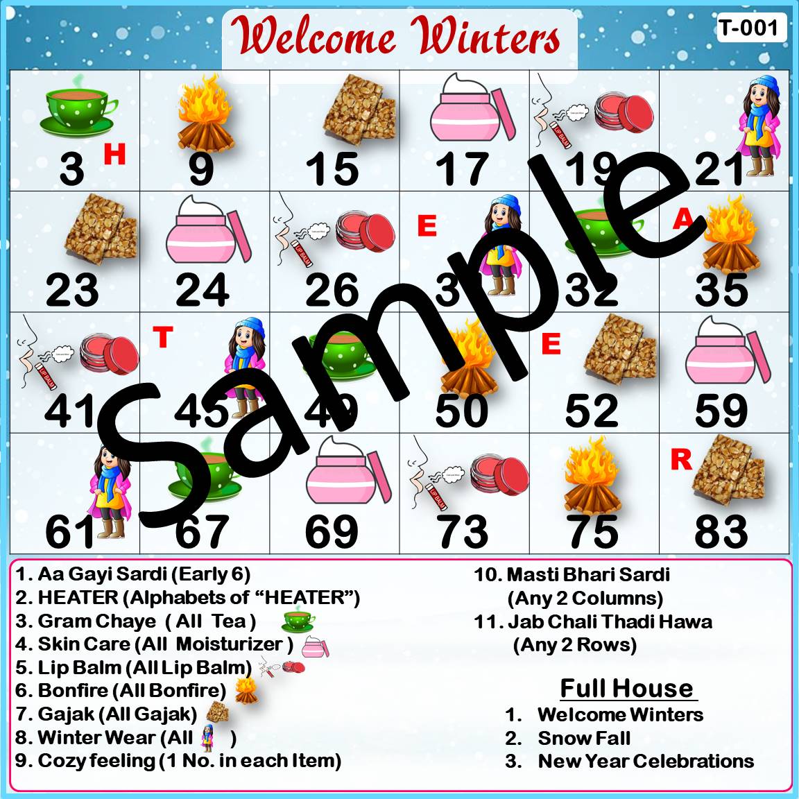 Theme Tambola Tickets