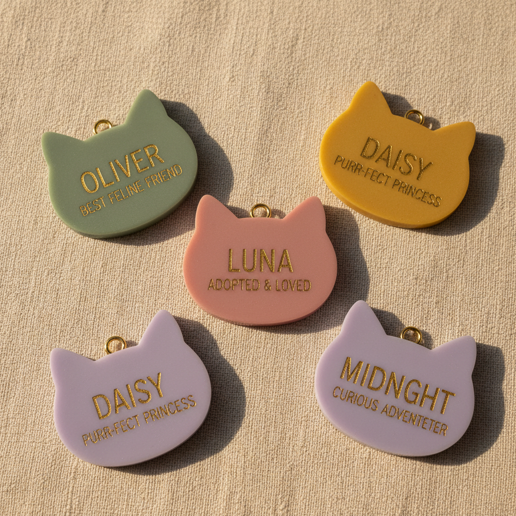 Customized Name and Msg Resin Cat Tag