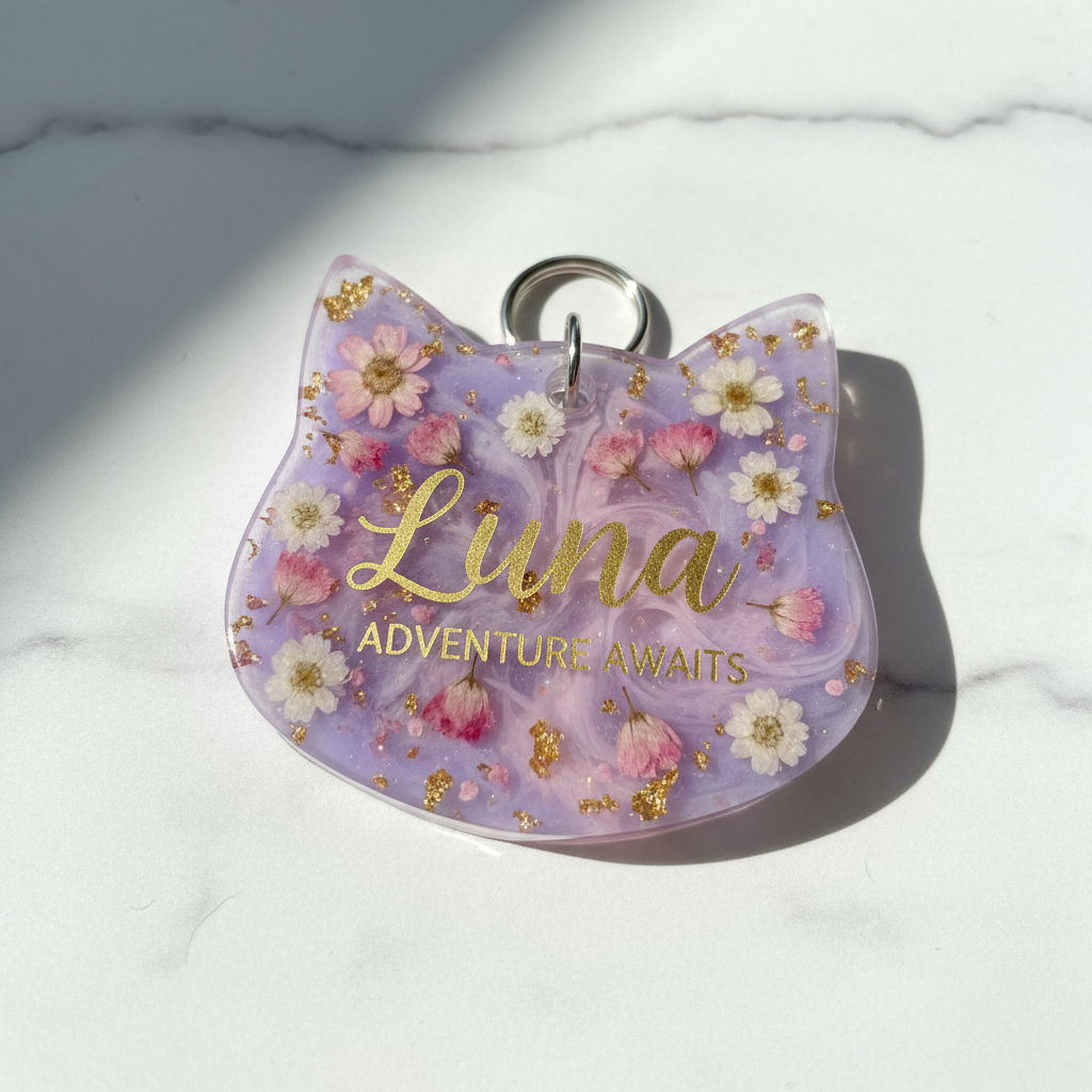 Customized Name and Msg Resin Cat Tag